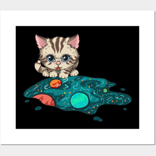 Funny Planets Outer Space Cat Gifts Men Women Kids Cat Space Posters and Art